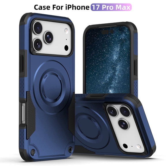 Magnetic Phone Case for iPhone 17 Pro Max, Rugged Full Drop Protection Work Phone Case, Reinforced Corners MagSafe Compatible Heavy Duty Armor Case for Construction & Outdoor Use Blue