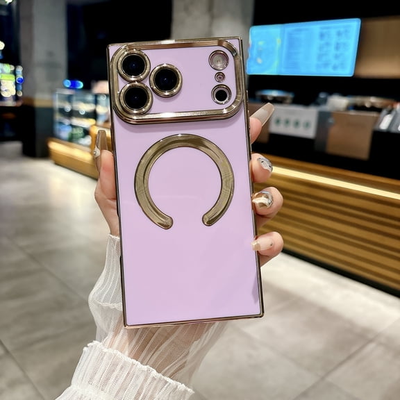 Magnetic Phone Case For iPhone Air, Matte Plating Back MagSafe Compatible Wireless Charging, Full Camera Protection, Anti-Scratch Shockproof Rubber Cover for Men Women,Light Purple