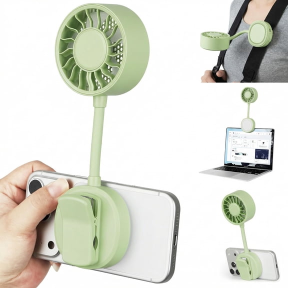 Magnetic Phone Clip Fan, Portable 360° Flexible Rechargeable with 3 Speeds