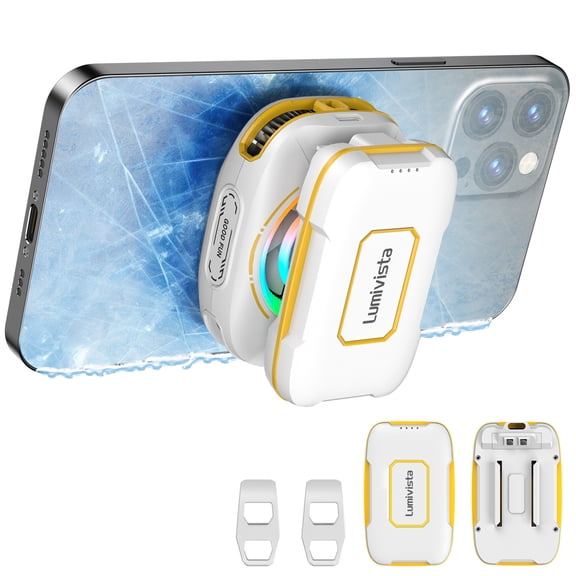 Magnetic Phone Cooler with Rechargeable Battery - 3000mAh Portable Phone Cooler for Gaming & Live Streaming, Compatible for, Clip-on for iPhone&Android, RGB Lights, Ultra Quiet (<18dB)