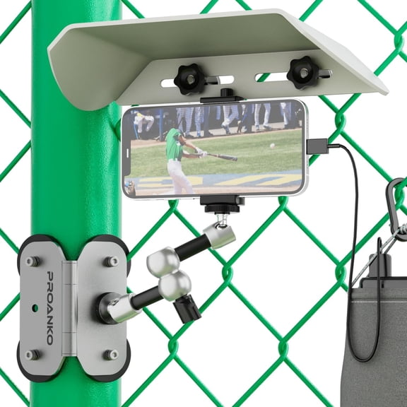 Magnetic Phone Fence Mount with Shade, Game Recording Mounting Kit Compatible with Gamechanger, iPhone, Mevo Start, GoPro, for Recording Baseball,Softball and Tennis Games(MINI)