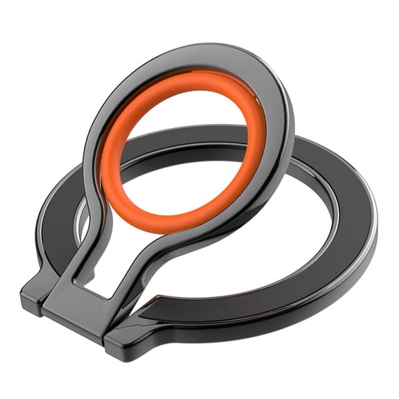 Magnetic Phone Finger Ring Holder Rechargeable Adsorbed 360 Rotating Foldable with Silicone Finger Ring