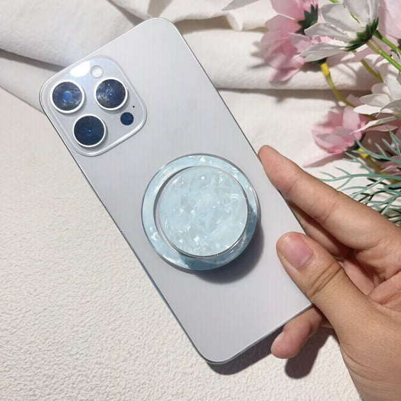 Magnetic Phone Grip Compatible with MagSafe, Iridescent Shell Airbag Cell Phone Stand, Holographic Removable Finger Holder