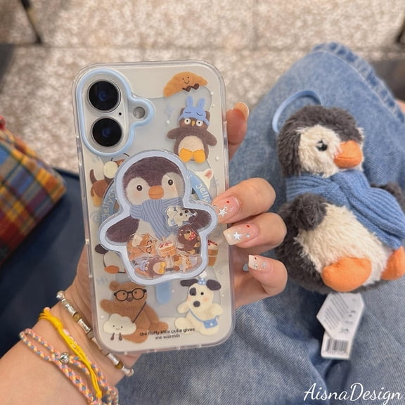 Magnetic Phone Grip  Cute Animal and Cake Design, Kawaii Bear and Cake Theme for iPhone & Android, Perfect Gift for Animal and Dessert Lovers