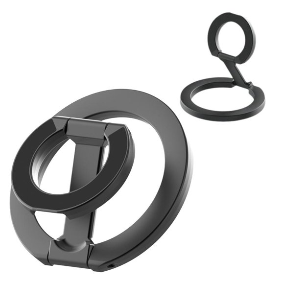 Magnetic Phone Grip Holder, 2.24" CNC Alloy Finger Ring with Dual Magnetic Grip, Folds into Z-Stand for Desk & Gym Use