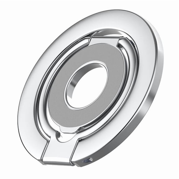 Oliqvo Magnetic Phone Ring Holder, 360° Rotating Foldable Phone Grip & Stand, MagSafe Compatible, for iPhone and Android, Silver
