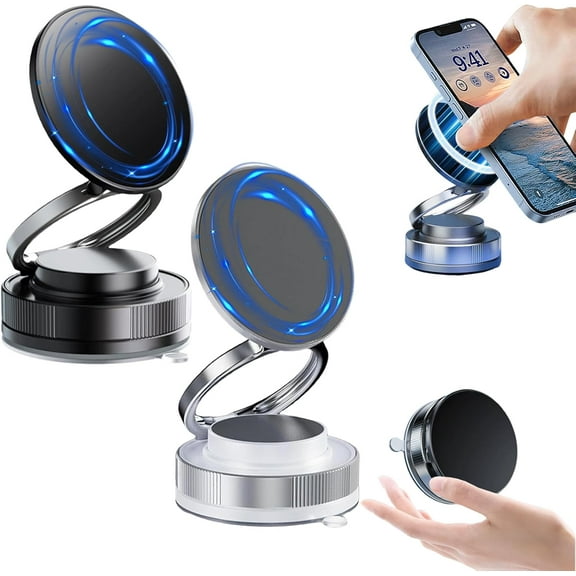 Magnetic Phone Holder with Suction Cup for Car, Retractable Car Phone Mount - 360° Magnetic Holder, Dual-Axis Rotation, for Car/Gym/Mirror/Shower, for iPhone & Android（XX）