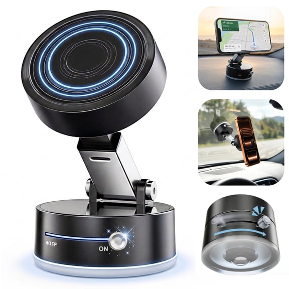 IJS Magnetic Phone Mount for Car Desk & Mirror with Locking Suction Cup  Magsafe Compatible  Phone Holder
