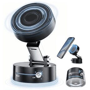 IJS Magnetic Phone Mount for Car, Mirror & Desk, MagSafe Compatible with Adapter Ring, Collapsible Design