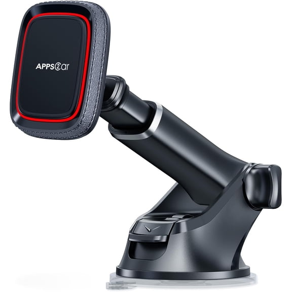 Magnetic Phone Mount for Car, Dashboard & Windshield Suction Cup Holder with Telescopic Arm, Requires Metal Plate Proper Use, Fit Android Smartphones(NOT MagSafe)