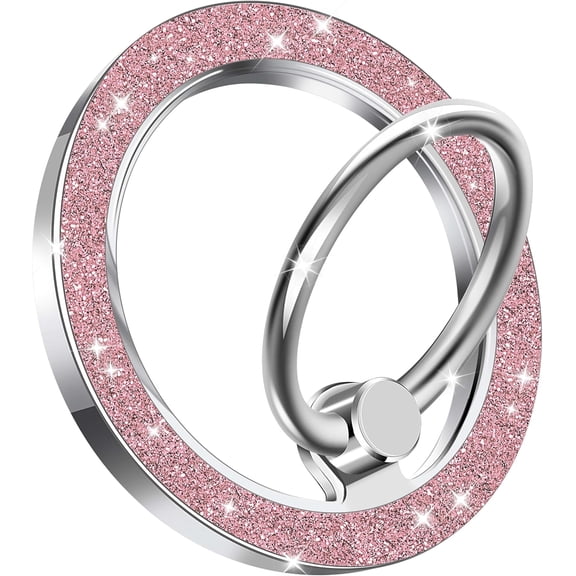 Magnetic Phone Ring Holder for MagSafe, Cute Twinkle Finger Ring Grip Holder [Upgrade], MagSafe Accessories for Women iPhone 17 16 15 14 Pro Max Plus Air (Pink Glitter)