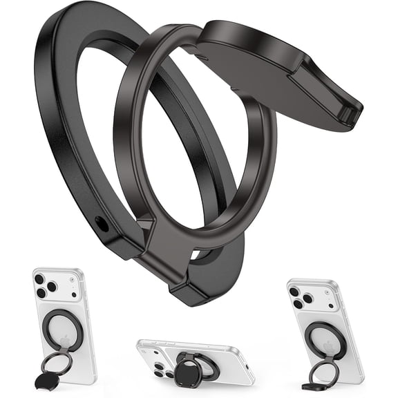 Magnetic Phone Ring Holder for MagSafe Dual-Side 360 Rotation Strong Magnet Finger Cell Phone Ring Grip Stand MagSafe Kickstand for iPhone 17 Pro Max/17 Pro/17/16/15/14/13/12,Samsung,Android,iPad