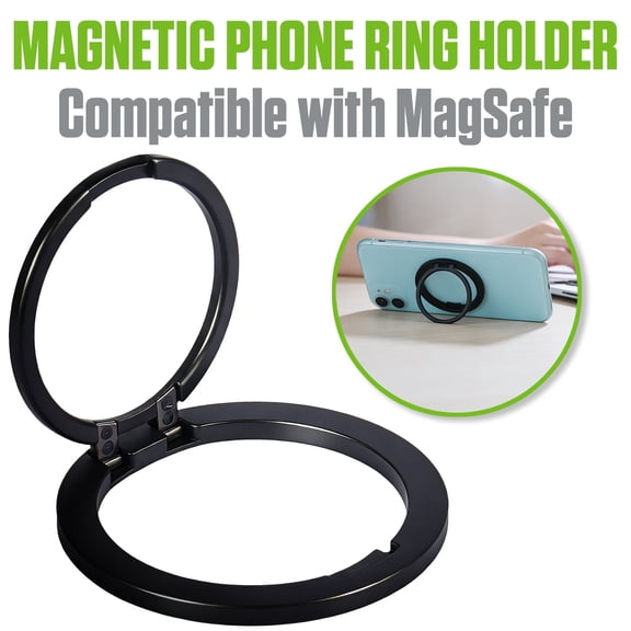 Magnetic Phone Ring Holder for MagSafe, Ultra-Thin Zinc Alloy Kickstand, 360 Rotation Cell Phone Grip Compatible with iPhone 17 16 15 14 13 12 Pro Max & Android