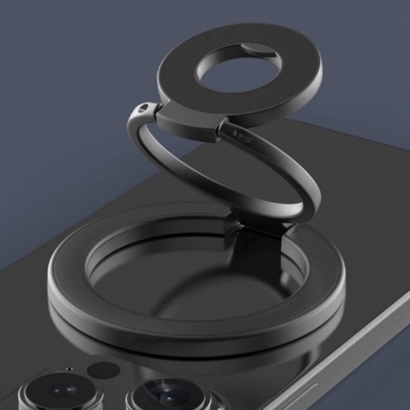 Magnetic Phone Ring Holder for MagSafe Phone, Phone Grip Stand Finger Ring Kickstand - Black