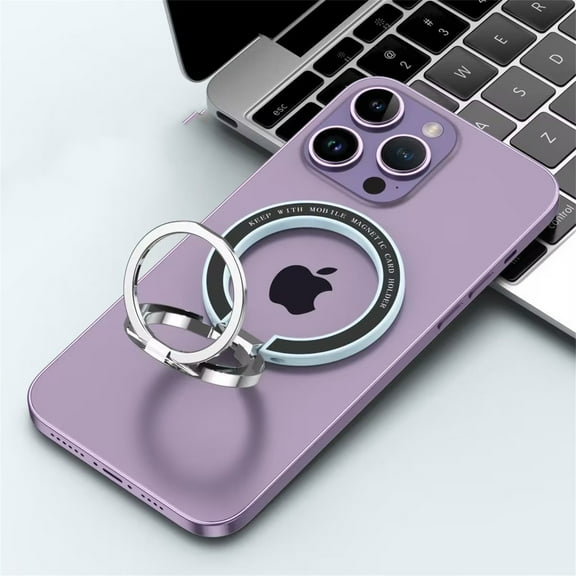 Magnetic Phone Ring Holder for iPhone,Universal Metal Magnetic Stand, Foldable Ring Holder Multi-Angle Kickstand Work with Magnetic Car Mount Compatible with iPhone 14/13/12/11 Pro Max Mini,Blue