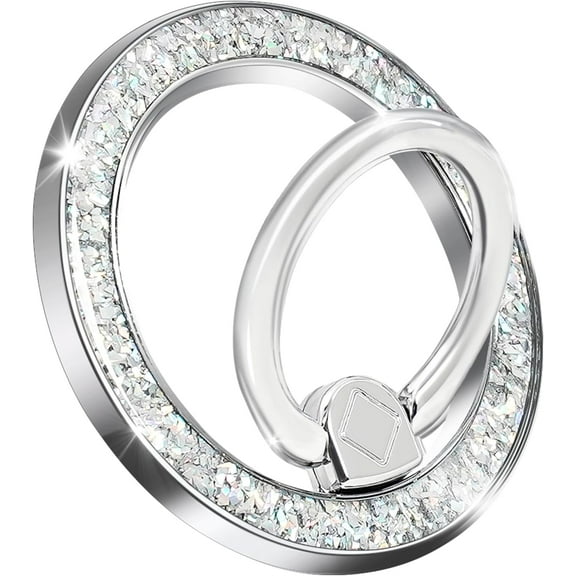 Magnetic Phone Ring for MagSafe Grip [Super Magnet] Stylish Twinkle Ring Holder Stand with, Mag Safe Accessory for iPhone 16/15/14/13 Pro Max Plus, Silver