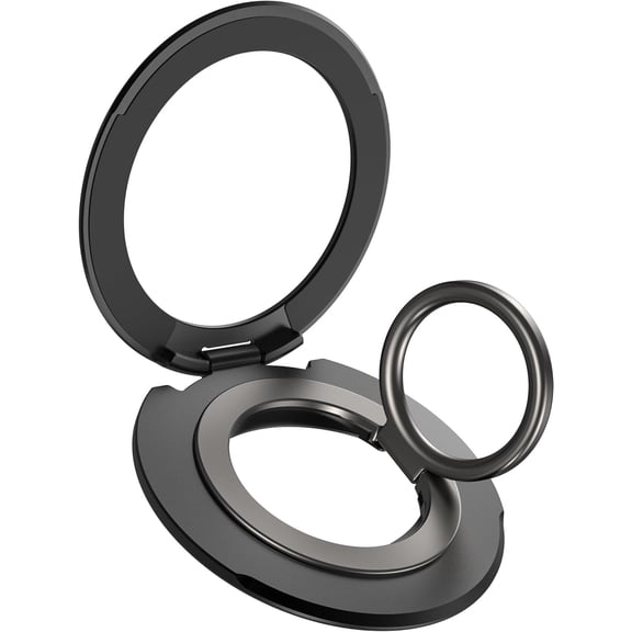 Magnetic Phone Ring Stand Compatible with MagSafe, Adapter Ring for MagSafe Sticker Included, Phone Grip and Holder, Removable for Wireless Charging Compatible, Black