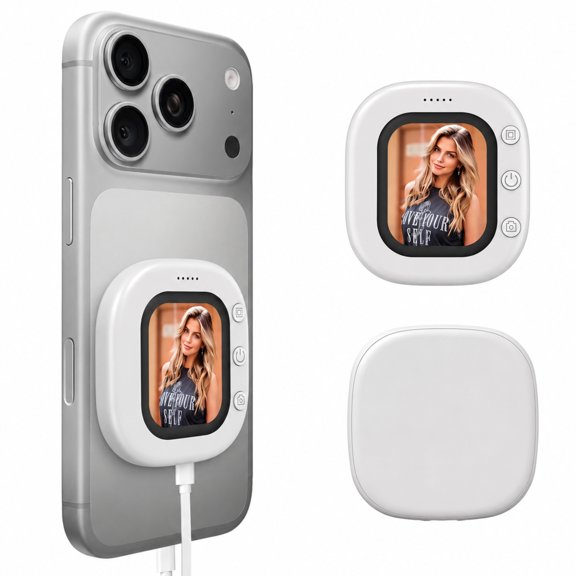 Magnetic Phone Selfie Monitor, 2.01" HD Rear Camera Display with Remote Shutter, Wired/Wireless