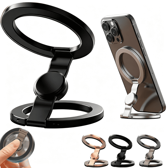 Magnetic Phone Stand Fidget Spinner, 2-in-1 Foldable Holder, 360° Rotation & Flip, Strong, Desk Car Gym Phones