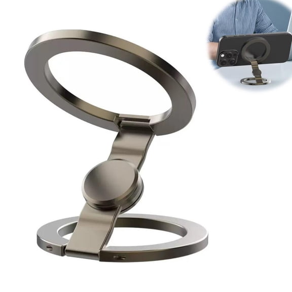 Magnetic Phone Stand Fidget Spinner, 2-in-1 Foldable Phone Holder with Dual Magnetic Rings, 360 Rotation 90 Folding, Fidget spinner phone stand, Strong Magnetics Phones Grip Stand for Desk Car Gym