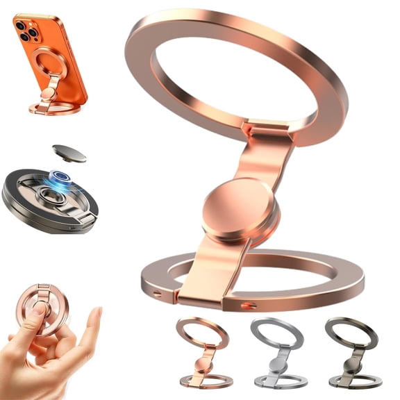 Magnetic Phone Stand & Fidget Spinner Combo (Gray) | 2026 New 2-in-1 Foldable Phone Holder with Dual Magnetic Rings, 360° Rotation 270° Flip for Desk Car Gym