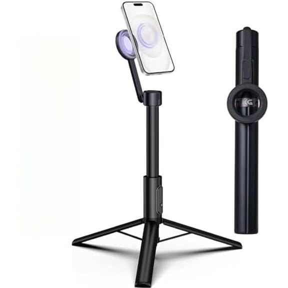 Magnetic Phone Tripod for iPhone MagSafe, 64" Selfie Stick Cell Phone Tirpod Stand for Video Recording, Vlogging & Content Creation