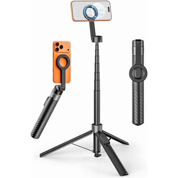 Magnetic Phone Tripod for iPhone 12-17 & Android, 69" Extendable Magnetic Selfie Stick Tripod Stand w/Remote,360Rotatable Phone Stand for Video Recording, Vlogging,TikTok(UPT-01M)