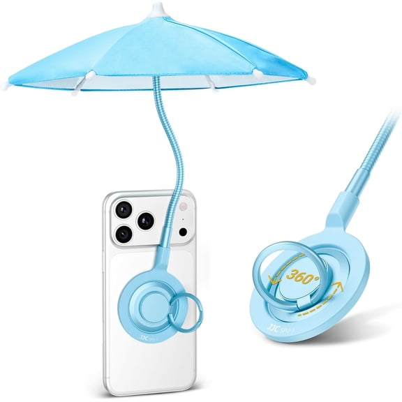 Magnetic Phone Umbrella for Sun,Outdoor Phone Sun Shade Shield with Flexible Angle Design & Rotatable Phone Ring,Umbrella for iPhone 17 16 15 14 13 Pro Max Beach Pool Tanning Essentials BLUE