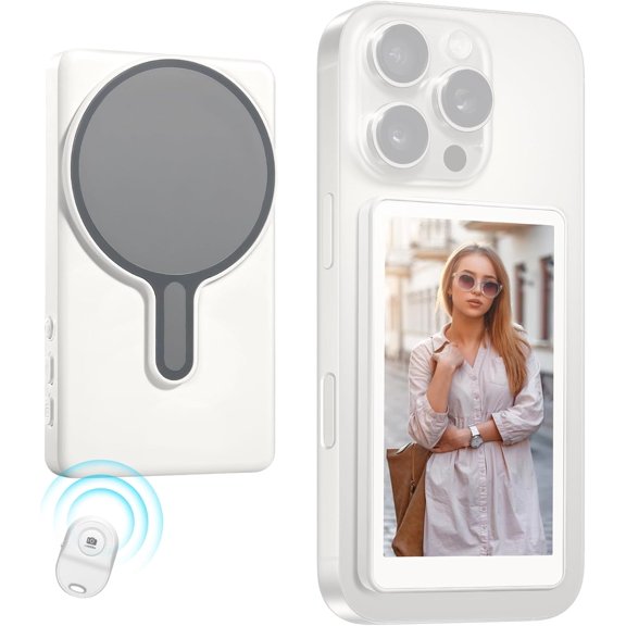 Magnetic Phone Vlog Selfie Monitor Screen,1080P Wireless Recording,Back Camera with Bluetooth Remote Control,for Live Broadcast,Compatible iPhone and Android System