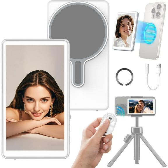 Magnetic Phone Vlog Selfie Monitor Screen - Back Camera Selfie Monitor - 1080P Display can Wirelessly Connect to Mobile Phones - Rear Camera Selfie Screen with Remote Controller