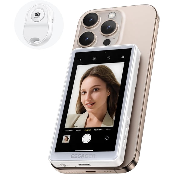 Magnetic Phone Vlog Selfie Monitor Screen, HD Display with Bluetooth Remote for Selfie Vlog Live Stream TikTok Compatible with iPhone & Android