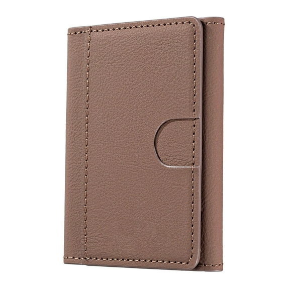 Magnetic Phone Wallet Card Holder - Slim Kickstand Case Matte Leather Credit Card Pocket Minimalist Accessory(Brown)