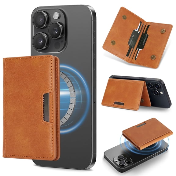 Magnetic Phone Wallet Compatible with iPhone 17 16 15 14 13 12 Pro Max Plus, Detachable Card Holder for Cash Credit Cards
