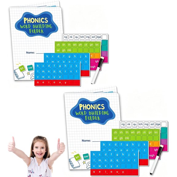 Magnetic Phonics Cards Kit with 142 Magnets and Pen, Alphabet & Sight Words Building Set, Magnets Word Tools for Home Practice