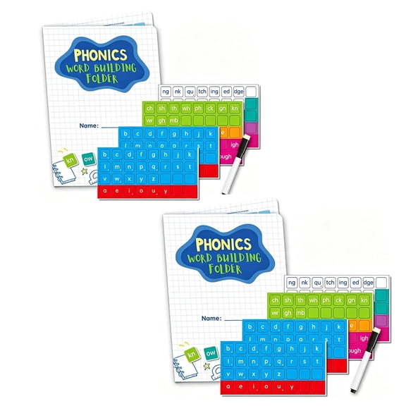 Magnetic Phonics Cards Kit with 142 Magnets and Pen, Alphabet & Sight Words Building Set, Magnets Word Tools for Home Practice