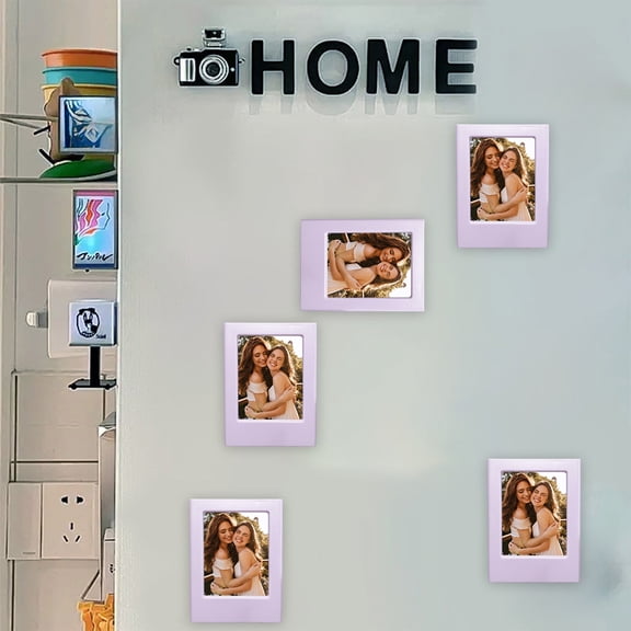 Magnetic Photo Frame Wall Mount with Adhesive Backing, No Drill Transparent Display Stand for Fridge and Home Decor, Reusable Picture Holder for Office Living Room, Bedroom, Easy Install Art Frame