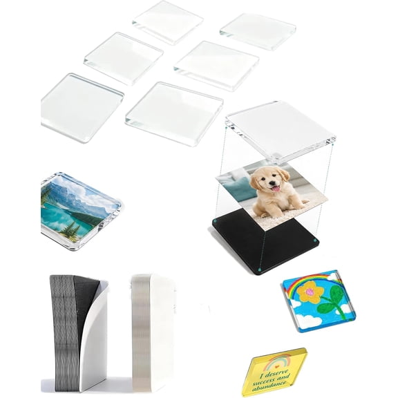 Magnetic Photo Frames 2x2 Clear Acrylic DIY Fridge Magnets Set, Small 2x2 Magnetic Photo Frames for Refrigerator, Square Magnets Picture Frame Pack for Crafts and Photo Display (20Packs)