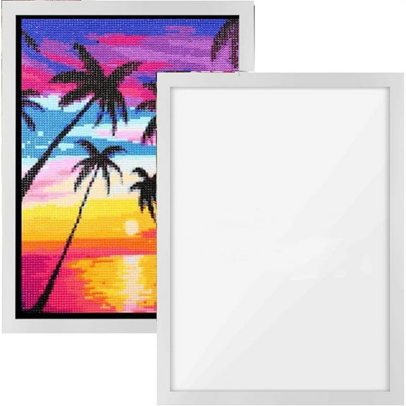 Magnetic Photo Frames,Happon 2 Packs Diamond Art Painting Frames,Self Adhesive Canvas Frame Suitable for 9.84x13.78 inches Pictures for Home Office Wall Door Decor