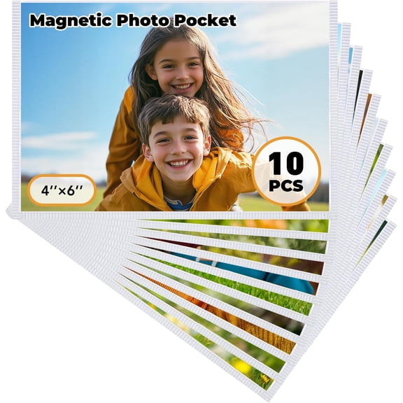 Magnetic Picture Frame, 10 Pcs Magnetic Picture Frames for Refrigerator 4x6, Magnetic Photo Frames with White Border, Refrigerator Magnets for Pictures Suitable Home, School, Office