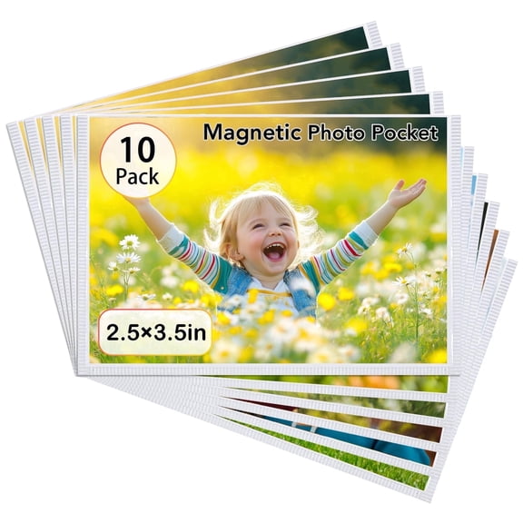 Magnetic Picture Frame, Holds 2.5 x 3.5 Inches Pictures, Reusable White Magnet Fridge Photo Sleeves for Refrigerator, Locker,Office Cabinet