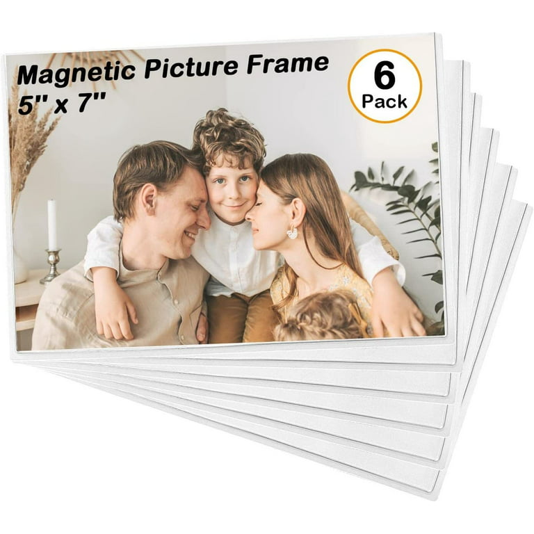 Magnetic Picture Frame, Holds 5X7 Inches Pictures, Reusable Black