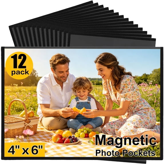 Magnetic Picture Frames 12 Packs-Fridge Magnetic Photo Frames-Holds 4 x 6 Inches Photos,Black