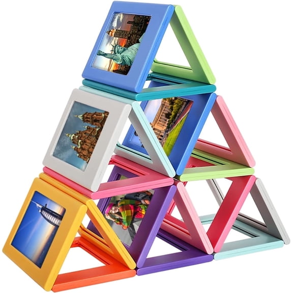 10 Pack Magnetic Picture Frames,3 Inch Mini Magnetic Photo Frames for 2x3 Inch Pictures,Refrigerator Magnet Photo Pocket Frames, DIY Desktop Photo Holder for Locker Home Office Decor (Random Color)