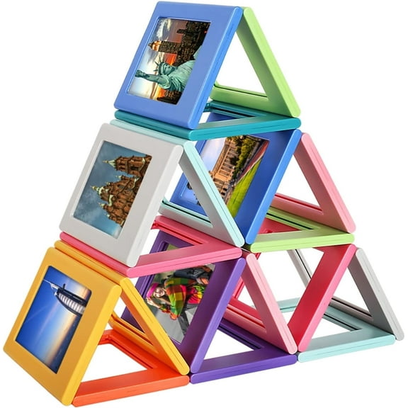Magnetic Picture Frames,Bexikou 10 Pack of 3 inch Magnetic Photo Frame,DIY Mini Desktop Photo Frame, Refrigerator Photo Frame Pockets for 2x3 Picture Frame Holder(Random Color)
