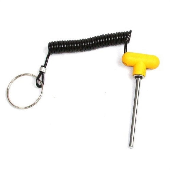 Magnetic Pin, Tensile | 5/16" Dia Shaft - 4.25" Locking Space 4-1/4" | Universal Weight Stack SELECTOR Key - Yellow T Handle Knob w/Steel Wire impregnated Lanyard | Chrome Pl Steel Shaft | by SB