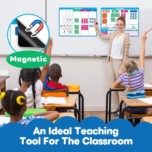 Magnetic Place Value Math Board with Regrouping Chart 12.8x17 Inches