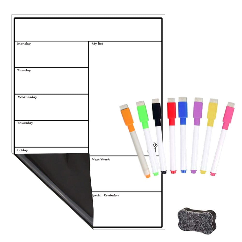 Planner Board Dry Wipe Fridge Whiteboard Calendar Board 8 Pens&1 Eraser