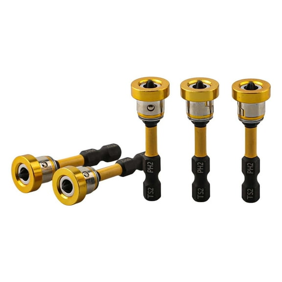 Magnetic Plasterboard Positioning Screwdriver Bits Set 5 Pieces 50mm Cross Head 1/4 Inch Hex Shank for Hand Electric Drill Bit Metal Anti-Rust Plating