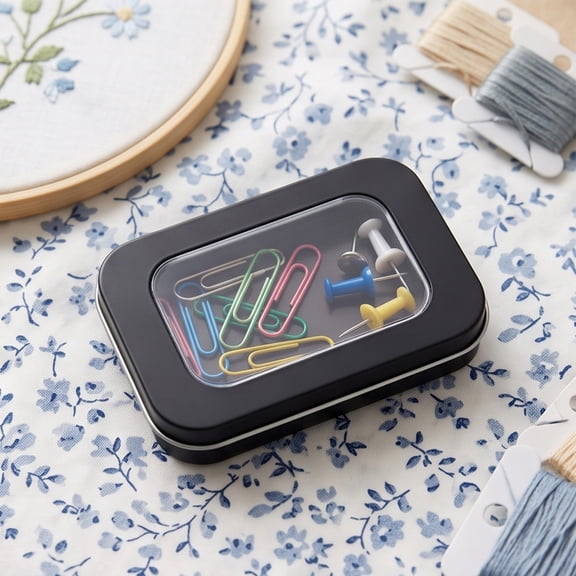 Magnetic Plastic Storage Case, Mini Rectangular Needle Holder with Clear Window for Sewing Pins and Office Paper Clips Organizer, Dustproof Portable Small Metal Gadget Box for Craft Room and Desk