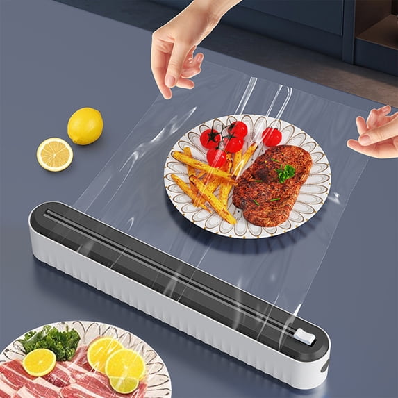 Magnetic Plastic Wrap Cutter Dispenser, 3-in-1 Aluminum Foil and Baking Paper Dispenser with Refillable Design, Heavy Duty Cling Film Cutter